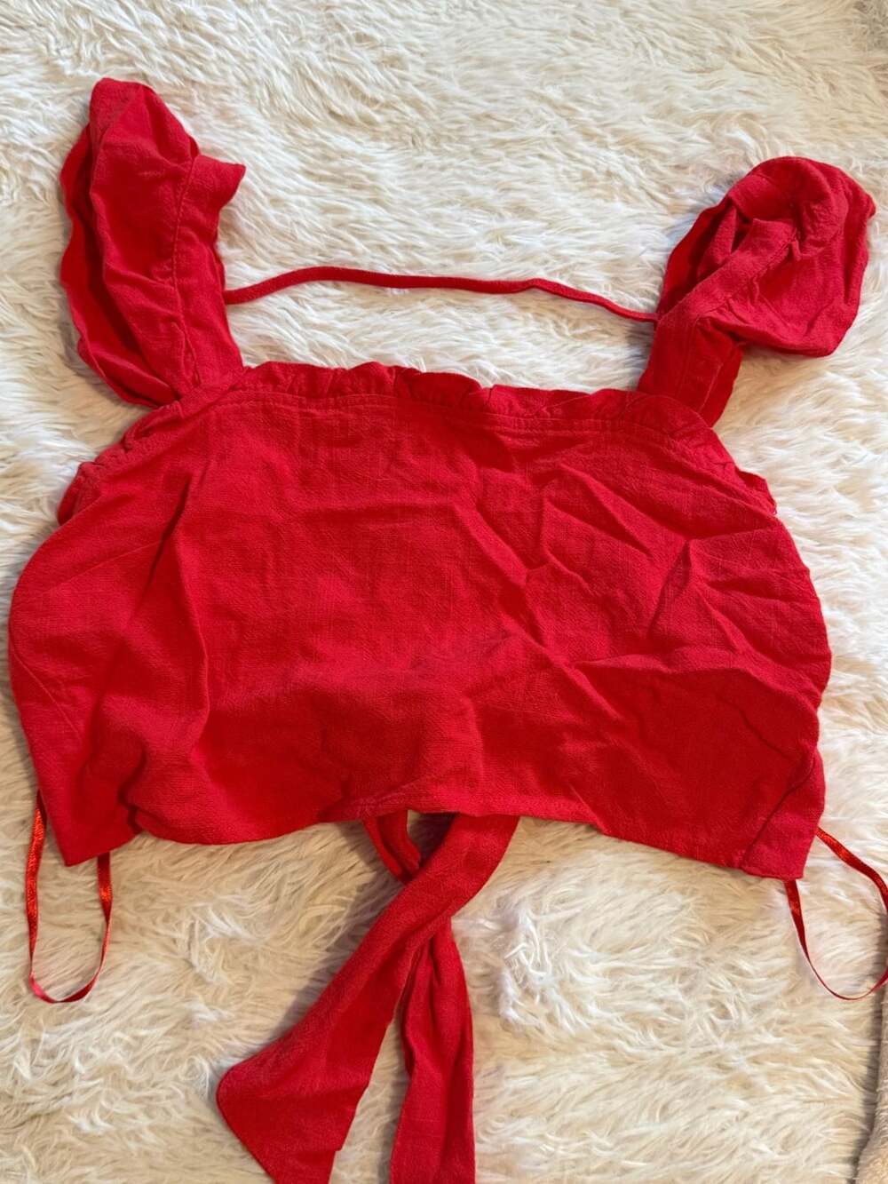 Monteau Los Angeles Ruffle Crop Top Size M Red